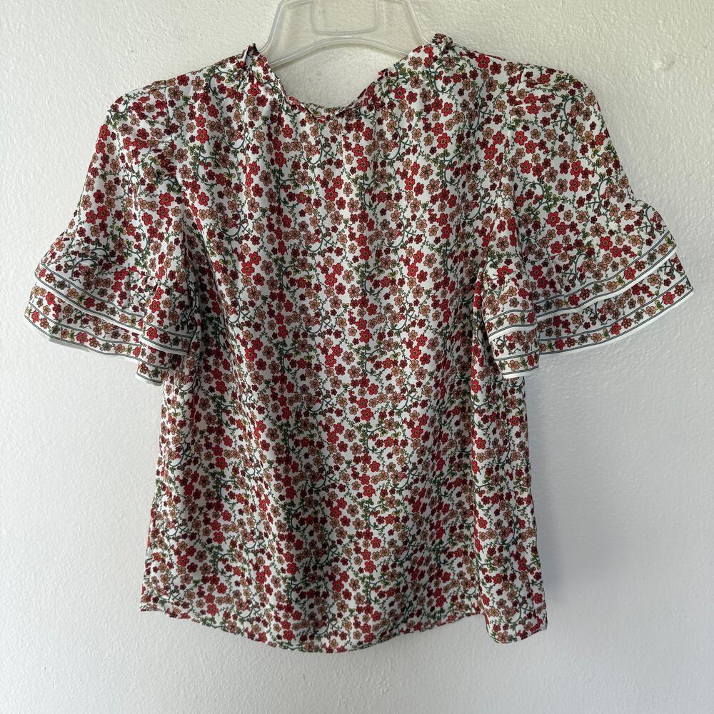 Max Studio blouse ditsy floral print and ruffled flutter sleeves Size XS - Picture 8 of 10